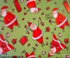 Papel para envolver los regalos Navideños, con dibujos de Papá Noel y regalos