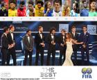 FIFA/FIFPro World11 2016, Manuel Neuer, Dani Alves, Gerard Piqué, Sergio Ramos, Marcelo Vieira, Luka Modrić, Toni Kroos, Andrés Iniesta, Lionel Messi, Luis Suarez y Cristiano Ronaldo