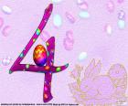 El número cuatro con decoración de Pascua, número 4