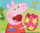 Peppa Pig comiendo un huevo de Pascua de chocolate