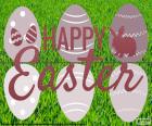 Imagen para desear una Feliz Pascua con el escrito en inglés "Happy Easter"