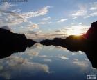 Puesta de sol en el Lac Des Veaux, Suiza