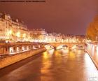 Río Sena de noche, París