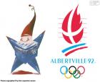 Logo y la mascota Magique de los Juegos Olímpicos de Albertville 1992, Francia. Donde participaron 1801 atletas de 64 países