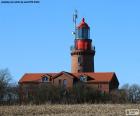 El faro de Bastorf esta situado en la costa del mar Báltico, Rostock, Alemania