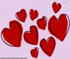 Imagen con nueve corazones rojos para celebrar el Día de los enamorados