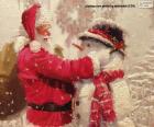 Papá Noel y un muñeco de nieve