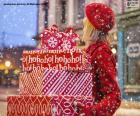 Chica cargada de regalos