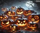 Grupo de calabazas de Halloween