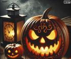 Dos tenebrosas calabazas de Halloween
