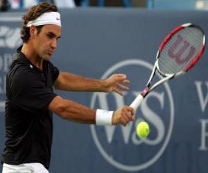 Puzzle de Roger Federer preparado para un golpe