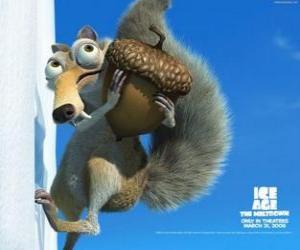 Puzzle de Scrat, la ardilla dientes de sable obsesionada con las bellotas