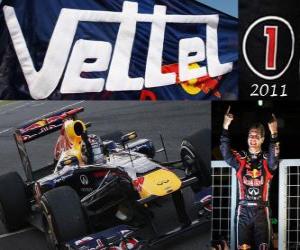 Puzzle de Sebastian Vettel, campeón mundial de F1 2011 con Red Bull Racing, es el bicampeón mundial más joven