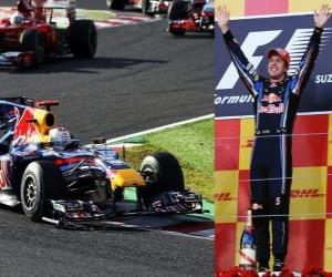 Puzzle de Sebastian Vettel celebra su victoria en el Gran Premio de Japon (2010)