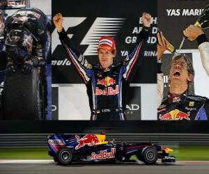 Puzzle de Sebastian Vettel celebra su victoria en el Gran Premio de Abu Dhabi (2010)