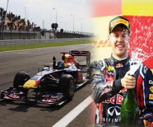 Puzzle de Sebastian Vettel celebra su victoria en el Gran Premio de Turquia (2011)