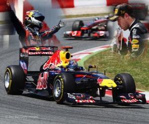 Puzzle de Sebastian Vettel celebra su victoria en el Gran Premio de España (2011)