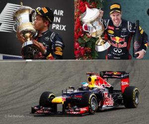 Puzzle de Sebastian Vettel celebra su victoria en el Gran Premio de Bahréin (2012)