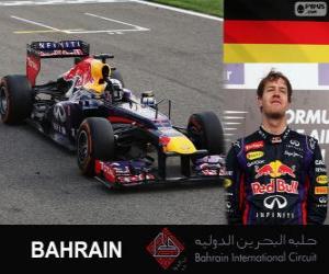 Puzzle de Sebastian Vettel celebra su victoria en el Gran Premio Bahréin 2013