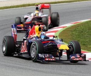 Puzzle de Sebastian Vettel, Lewis Hamilton, Barcelona 2010