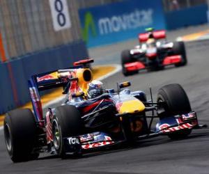 Puzzle de Sebastian Vettel - Red Bull - Valencia 2010
