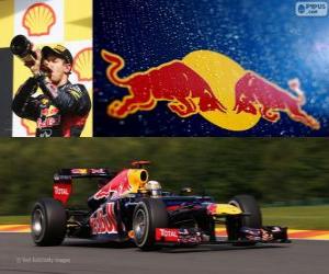 Puzzle de Sebastian Vettel - Red Bull - Gran Premio de Belgica 2012, 2º Clasificado