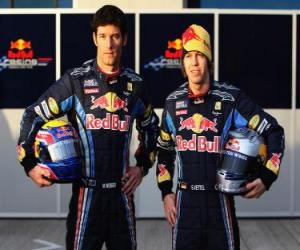 Puzzle de Sebastian Vettel y Mark Webber, pilotos de la escuderia Red Bull Racing