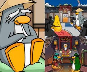 Puzzle de Sensei es un pingüino muy sabio que vive en el Dojo y les enseña a los pingüinos a ser ninjas