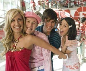 Puzzle de Sharpay Evans, Ryan Evans, Troy Bolton y Gabriella Montez