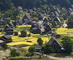 Puzzle 1000 Pezzi Neve Che Cade Shirakawa-Go – 49x72 Cm – Panorama Giapponese Invernale