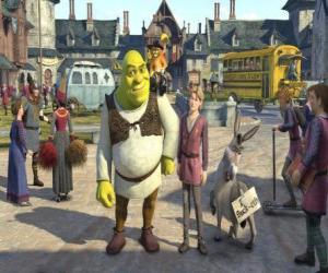 Puzzle de Shrek junto a Arturo posible sucesor al trono