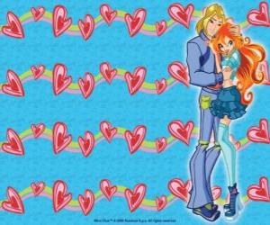 Puzzle de Sky, el príncipe de Eraklion y Bloom enamorados