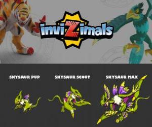 Puzzle de Skysaur en sus tres fases Skysaur Pup, Skysaur Scout y Skysaur Max, de Invizimals
