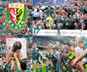 Puzzle de Slask Wroclaw, campeón Ekstraklasa 2011-2012, liga de fútbol de Polonia