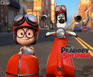 Puzzle de Sr. Peabody y Sherman en la motocicleta con sidecar