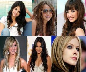 Puzzle de Superstar, Selena Gomez, Miley Cyrus, Demi Lovato, Ashley Tisdale, Vanessa Hudgens y Avril Lavigne