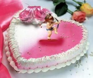 Puzzle de Tarta con forma de corazón y Cupido