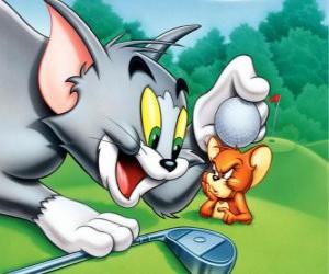 Puzzle de Tom y Jerry en el campo de golf