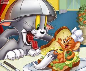 Puzzle de Tom y Jerry en otro de sus conflictos