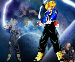 Puzzle de Trunks, es mitad humano y mitad Saiyajin, hijo de Vegeta y Bulma y hermano de Bra. En el futuro es el unico saiyajin que queda así como el protector de la tierra.