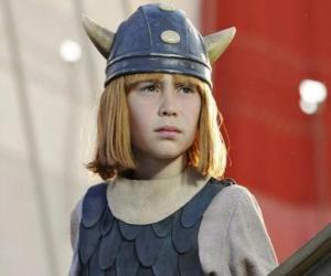 Puzzle de Vicky el Vikingo con su casco con cuernos