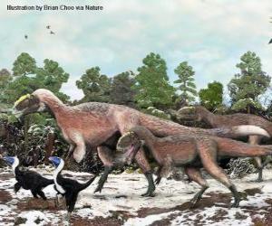 Puzzle de Yutyrannus con cerca de 9 metros de longitud es el mayor dinosaurio con plumas conocido