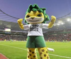 Puzzle de Zakumi la mascota del Mundial de Sudáfrica 2010, un hermoso y simpático leopardo con el pelo de verde